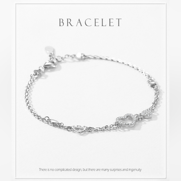 Sterling silver diamond heart bracelet - Picture 2 of 5